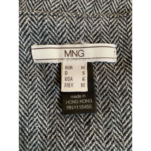 Mango Strapless Wool Blend Mini Herringbone Print Dress Gray Size 6‎ - Picture 8 of 12
